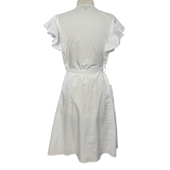 Isabel & Nina Dress Womens 14 White New WOT Button Up Knee Length Belted - Picture 2 of 9